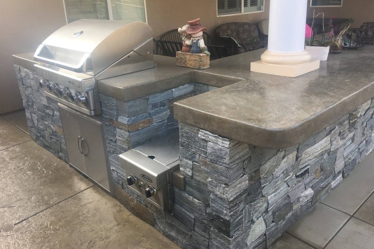 Gray Concrete Countertop Bbq Sunset Outdoor Creations
